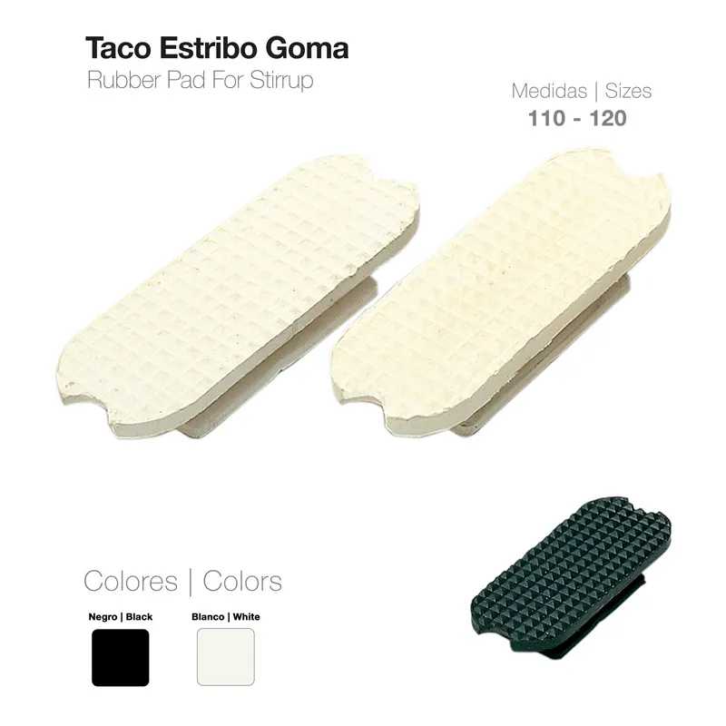 Tacos de estribo em borracha branco e negro com textura quadrada