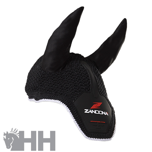 Touca para cavalo preta com orelhas rígidas e logotipo ZANDONÀ