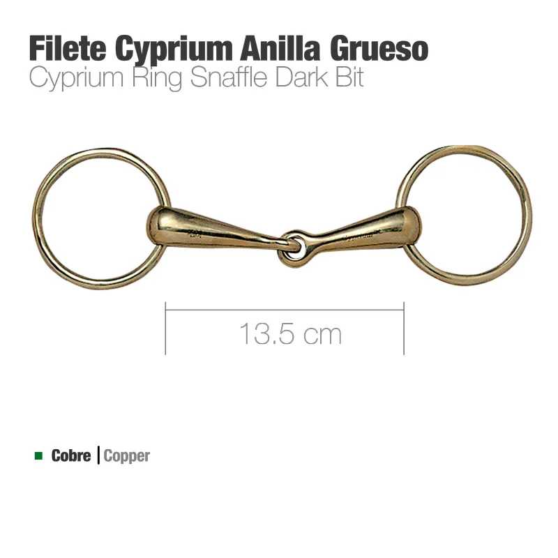 Ferro de equitação Filete Cyprium Anilla Grueso em cobre com 13,5 cm