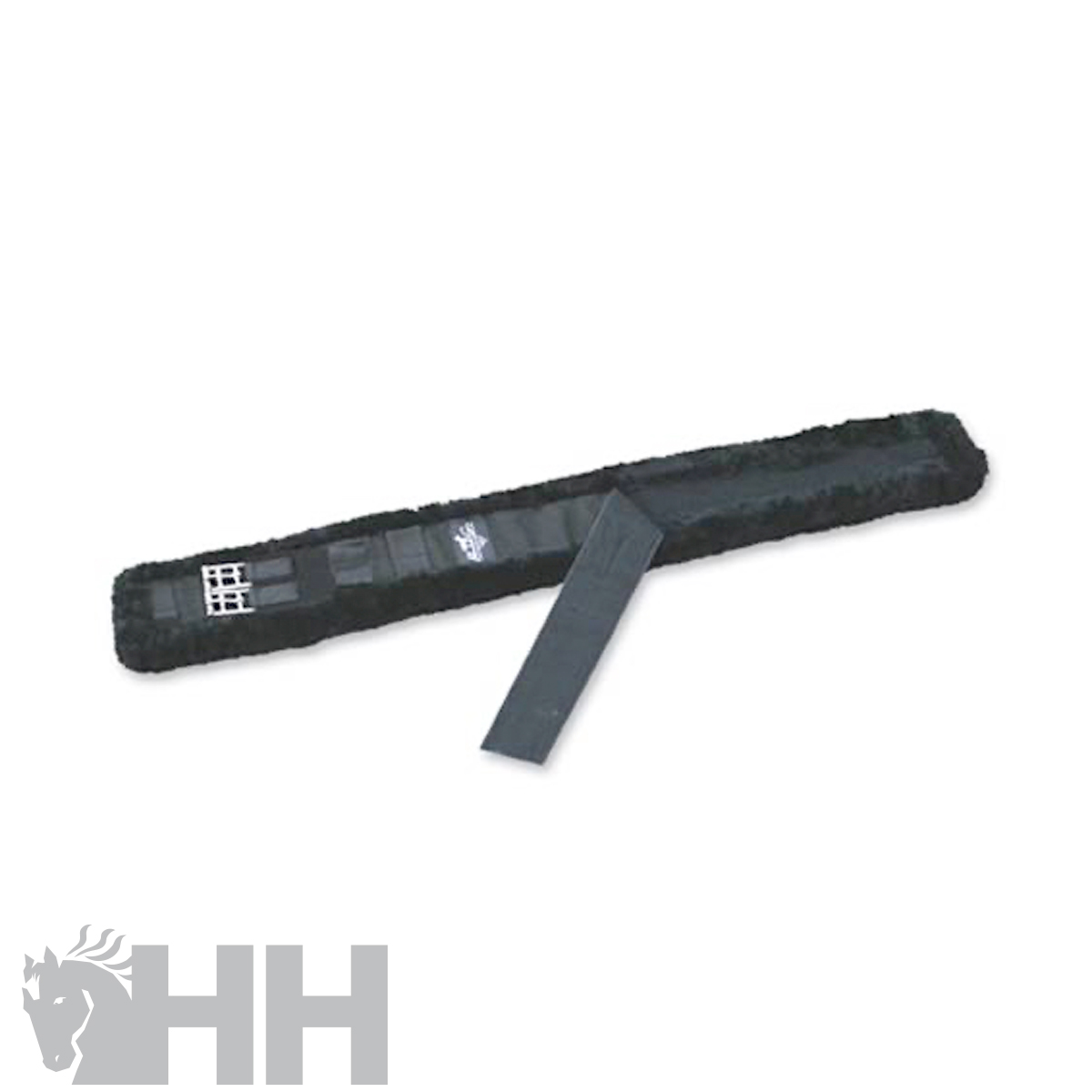 Cinta elástica preta para equitação com fecho de velcro e logotipo HH