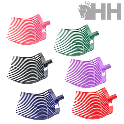 Conjunto de seis ancinhos coloridos de plástico