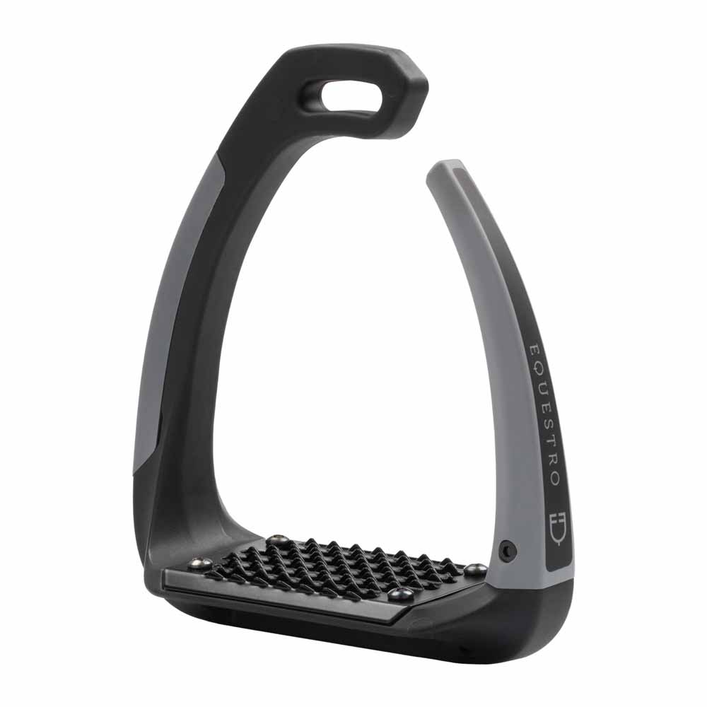 Estribo equestre preto e cinza com base antiderrapante