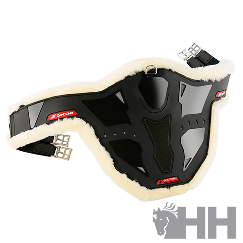 Rede protetora preta com forro branco para equitação