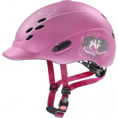 Capacete rosa para crianças com alças e desenho 'Friends Forever'
