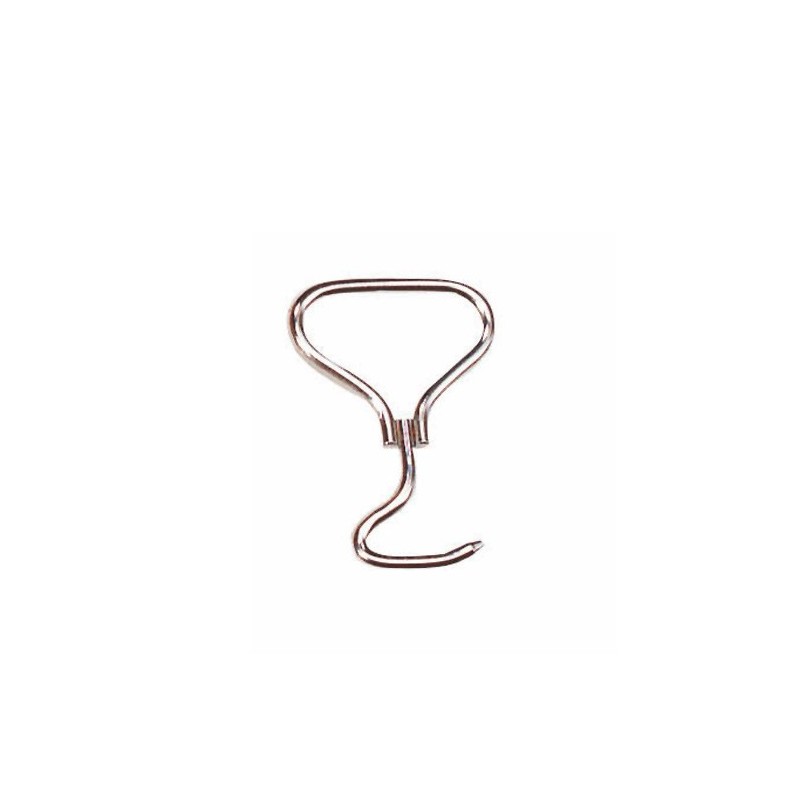 Gancho metálico prateado com design simples e gancho curvo