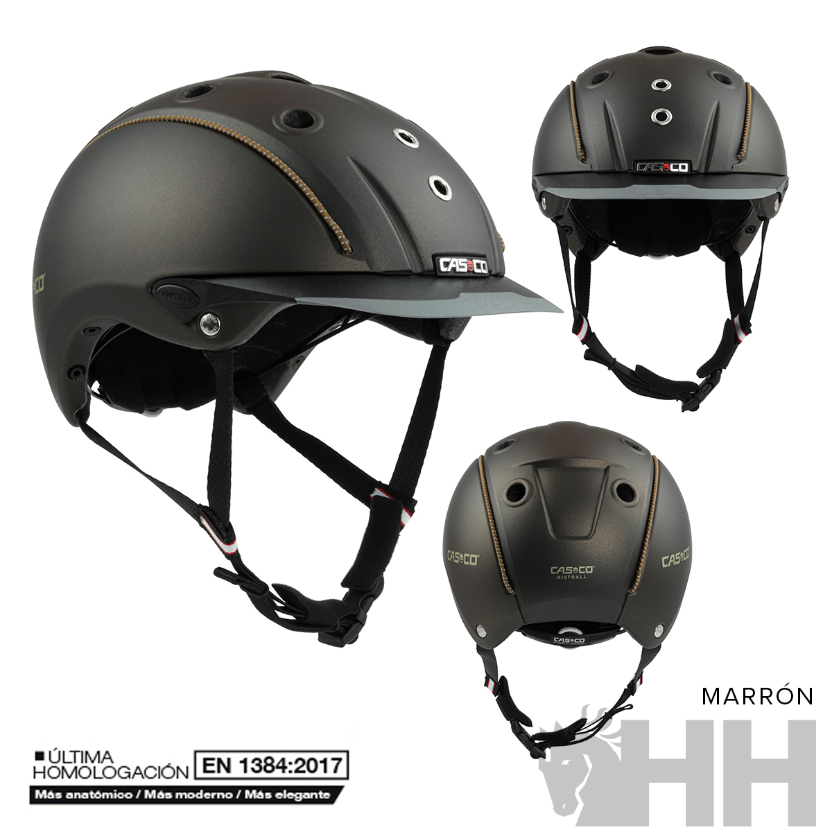 Capacete de proteção castanho para ciclismo com ventilação e alças ajustáveis