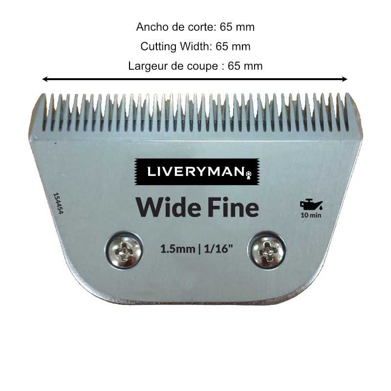 Cabeça de máquina de cortar cabelo metálica cinzenta com texto e indicação de largura de corte