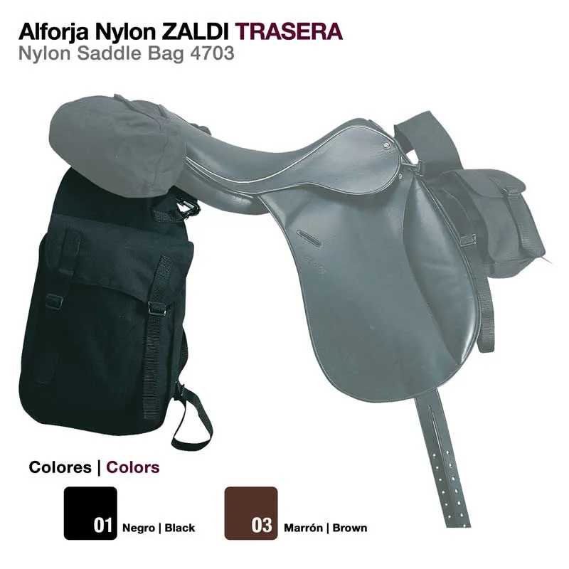 Alforge nylon preto da marca ZALDI modelo 4703 com sela cinza