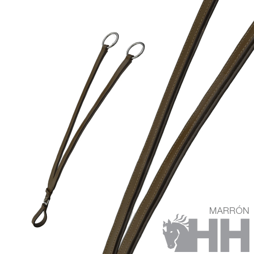 Cabo de pele castanho com presilhas metálicas prateadas