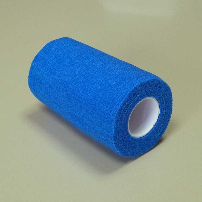 Rolo de fita adesiva azul com núcleo branco