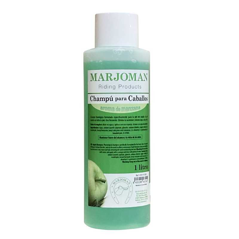 Frasco de champô verde para cavalos MARJOMAN aroma a menta 1 litro