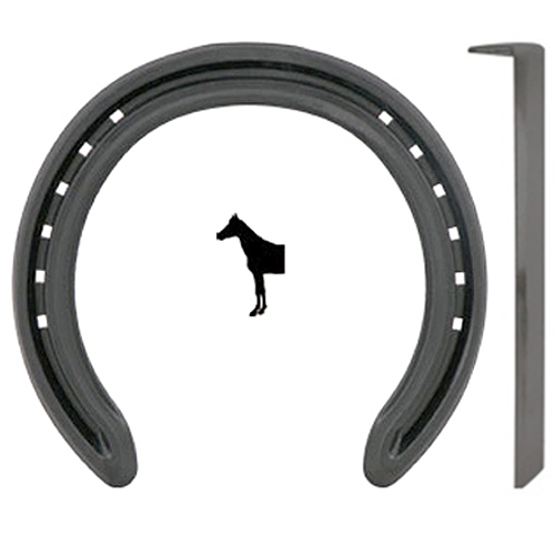 Ferradura metálica preta com prego para fixação