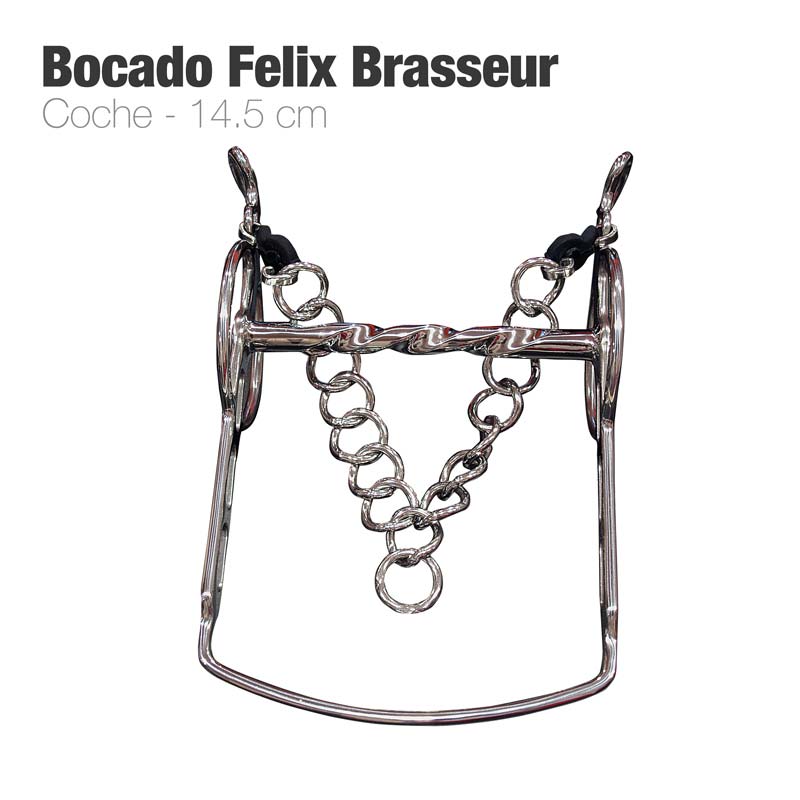 Freio metálico Bocado Felix Brasseur com 14,5 cm e cadeia central
