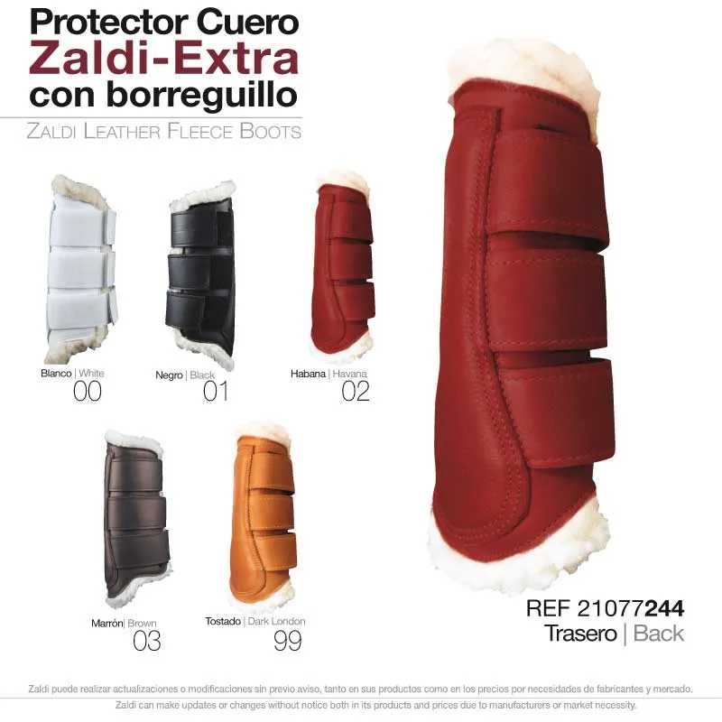 Protetor de couro Zaldi-Extra com borreguillo em várias cores e textura macia.