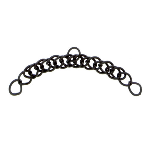 Corrente de elos interligados em metal preto com argolas nas extremidades