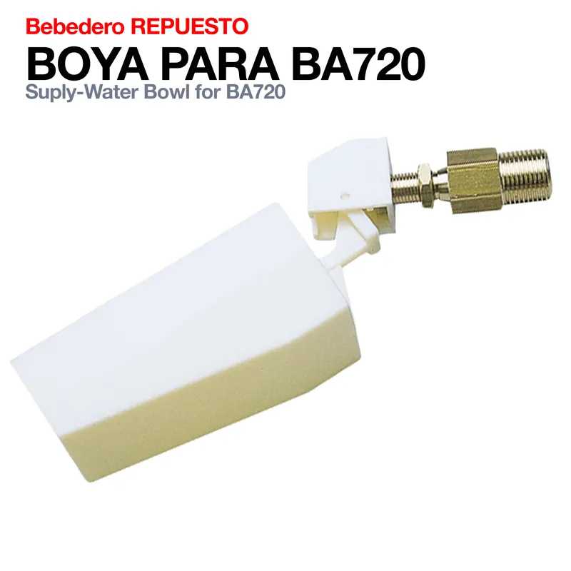 Boia para bebedouro BA720 branca com mecanismo metálico e texto de identificação.