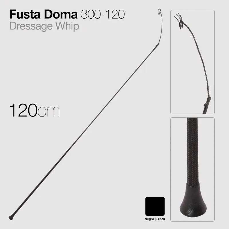 Fusta de doma preta de 120 cm com cabo texturizado