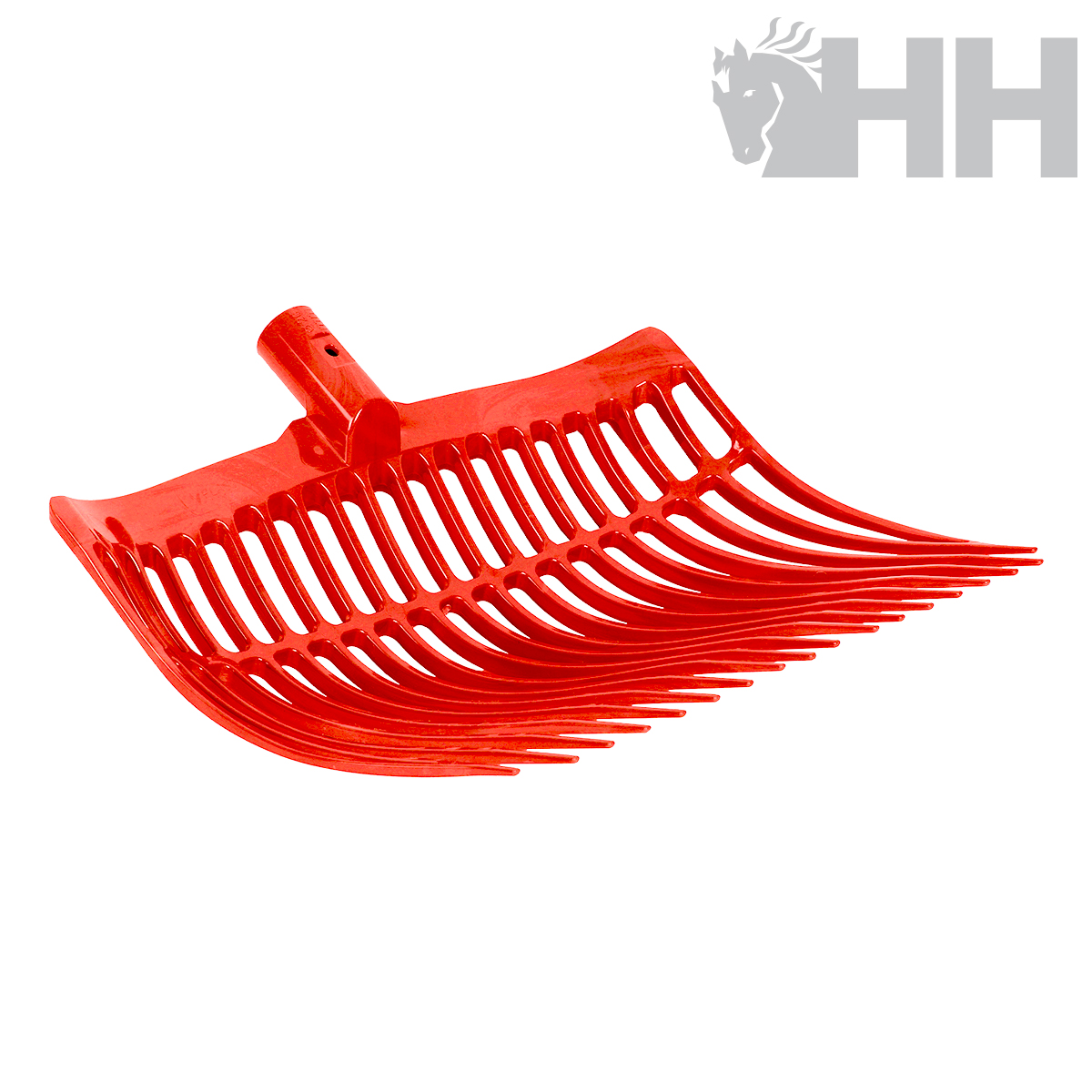 Ancinho vermelho de plástico para jardins com dentes largos