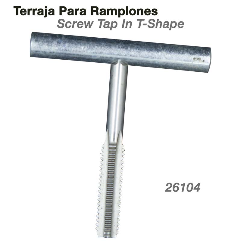 Terraja em forma de T em metal prateado com texto e número identificativo