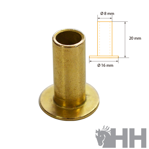 Rebite de metal dourado com dimensões