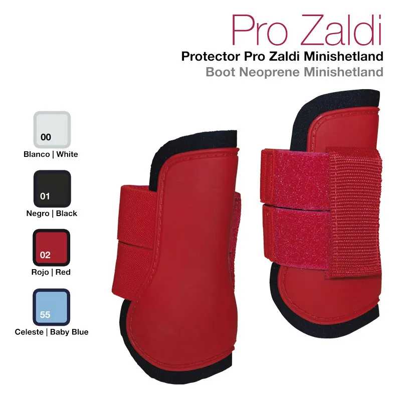 Protetor vermelho para botas Pro Zaldi Minishetland em neopreno com tiras de velcro