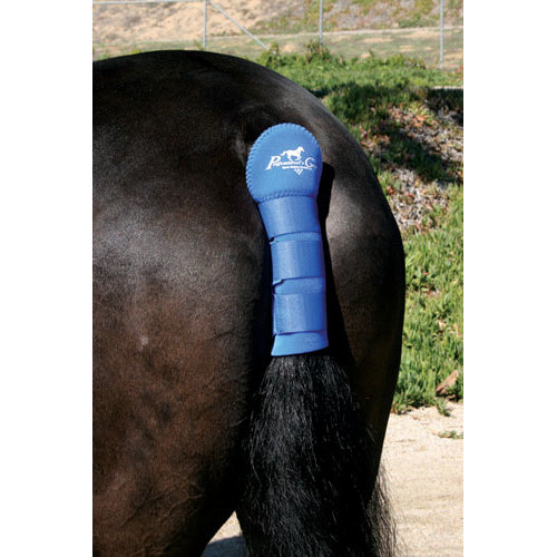 Protetor azul acolchoado com velcro na cauda de cavalo