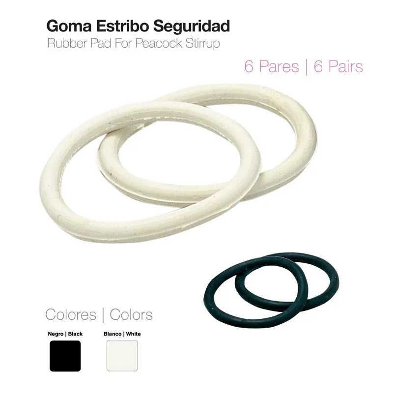 Seis pares de gomas estribo de borracha preto e branco para segurança