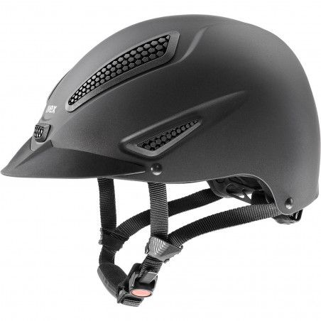 Capacete de bicicleta preto com ventilação e cintas ajustáveis