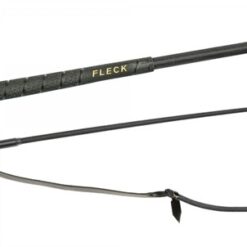 correia de equitação preta com palavra FLECK dourada