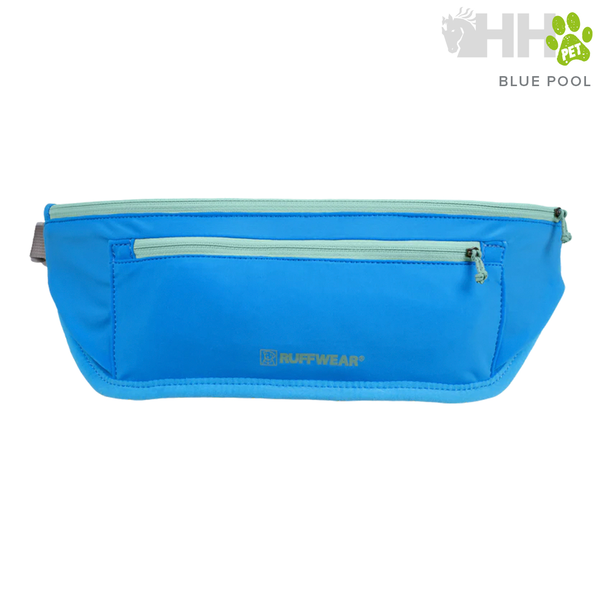 Bolsa azul claro para cães com dois fechos e logótipo RUFFWEAR.