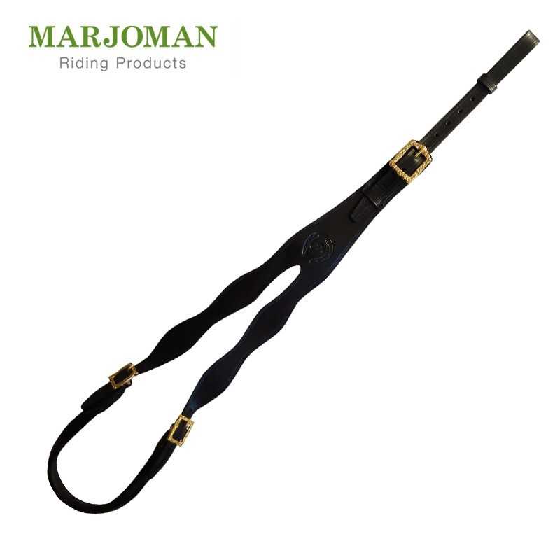 Correia preta de pele com fivela dourada da MAR.JOMAN