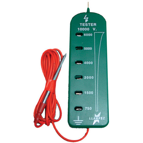 Aparelho de teste de voltagem verde com cabo vermelho