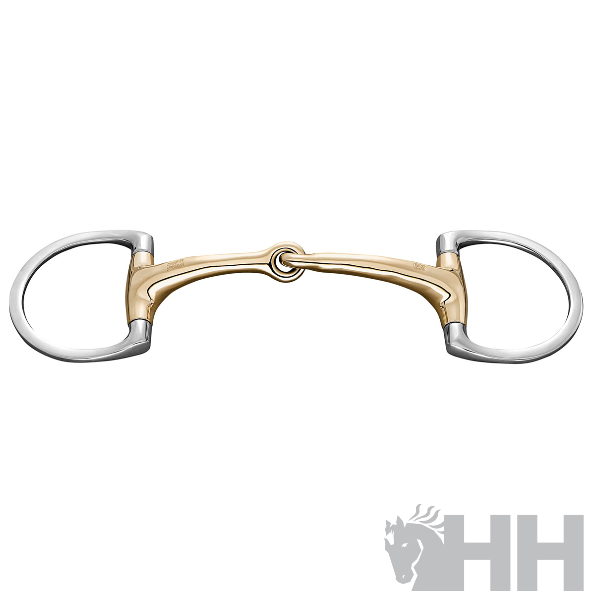 Freio simples metálico prata e dourado para cavalo