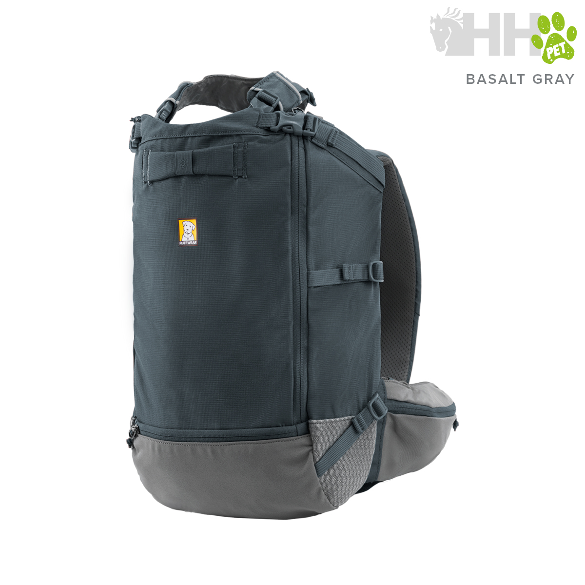 Mochila BASALT GRAY em tecido negro e cinza com fechos e alças ajustáveis