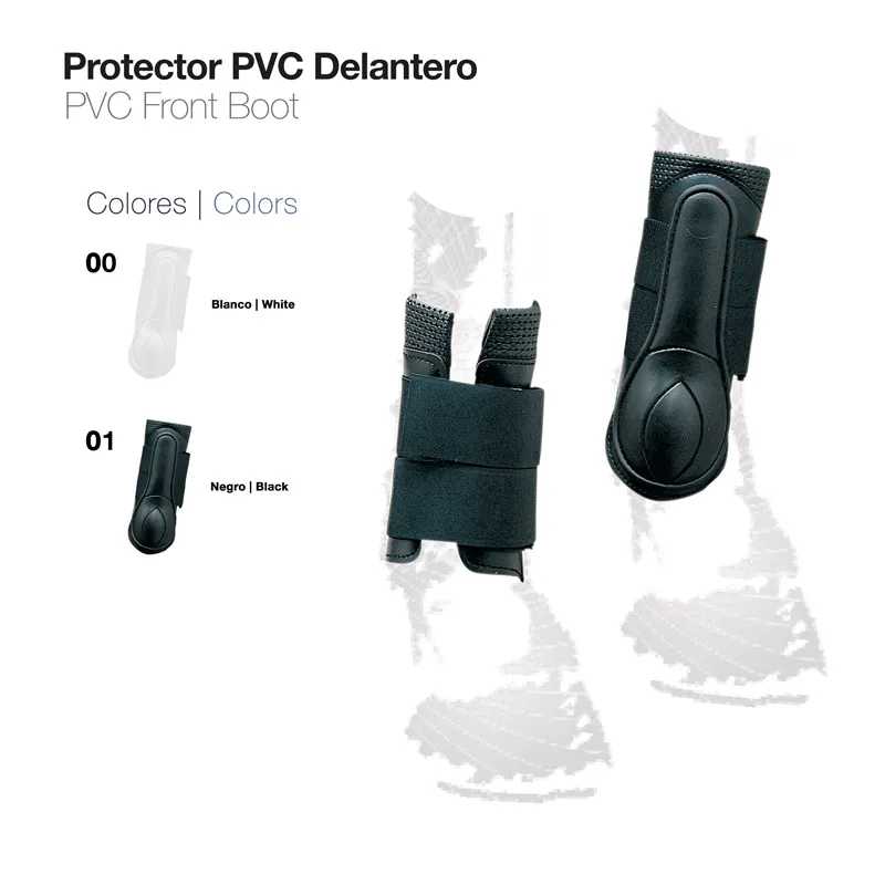 Protectores PVC frontais para botas em cores branca e preta com fechos de velcro