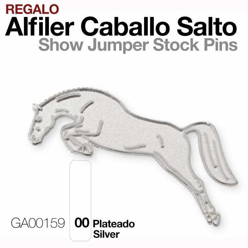 Alfinete prateado em forma de cavalo a saltar