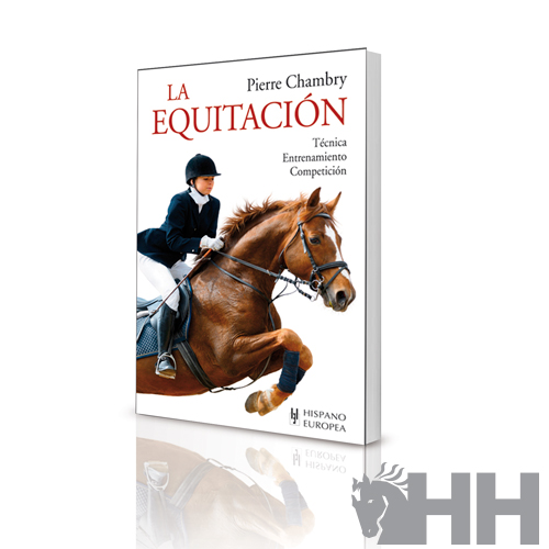 Capa do livro LA EQUITACIÓN com imagem de cavaleiro a montar cavalo castanho em salto.