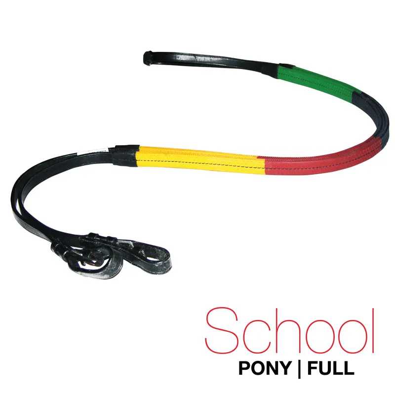 Chicote para equitação tricolor com argolas e texto School PONY FULL