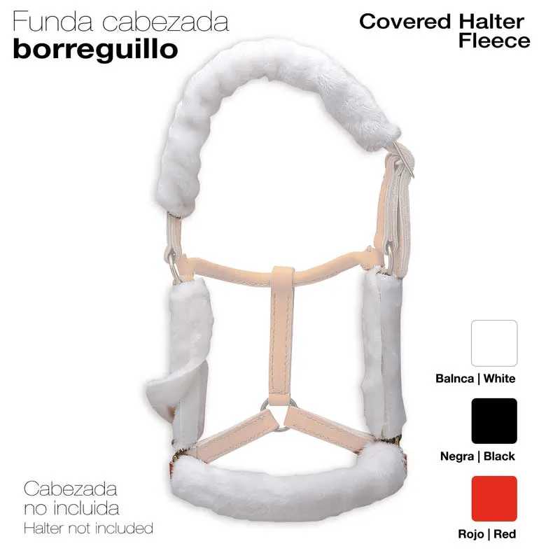 Funda cabeçada branca com borreguillo e correias bege em fundo branco