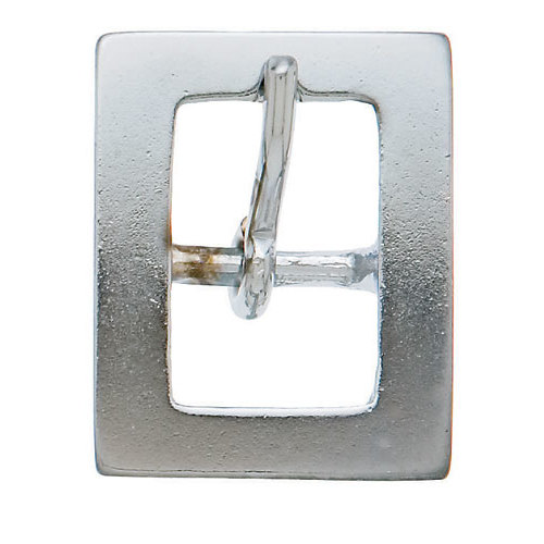 Fivela metálica quadrada prateada com pino central
