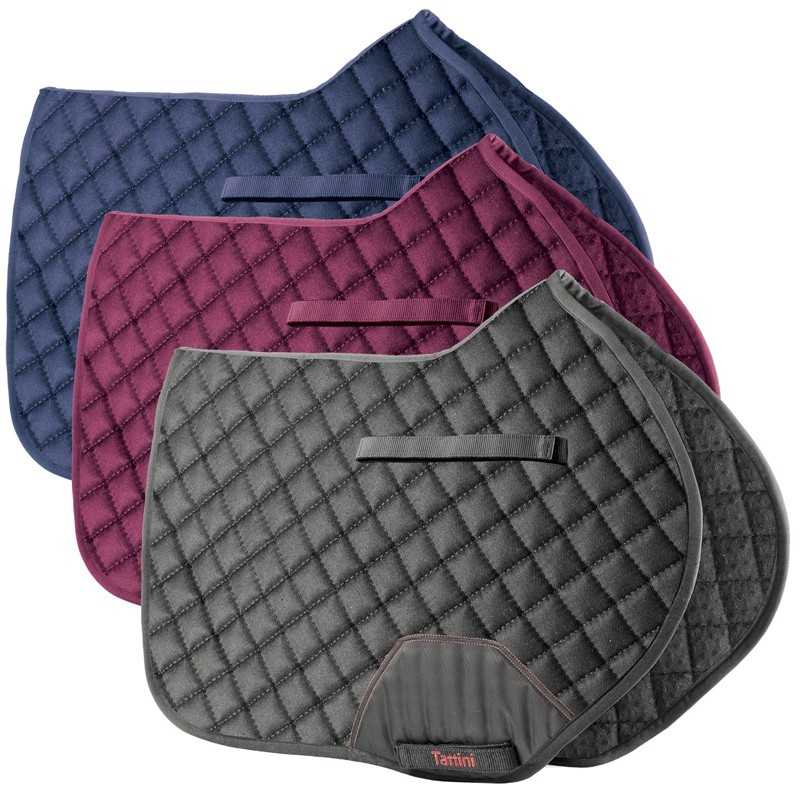 Conjunto de três mantas para sela acolchoadas em cinza, vinho e azul