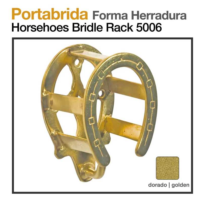 Portabrida Forma Herradura Horsehoes Bridle Rack 5006 suporte em forma de ferradura dourado