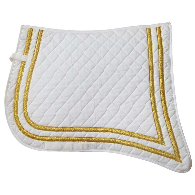 Tapete branco para sela de cavalo com detalhes dourados