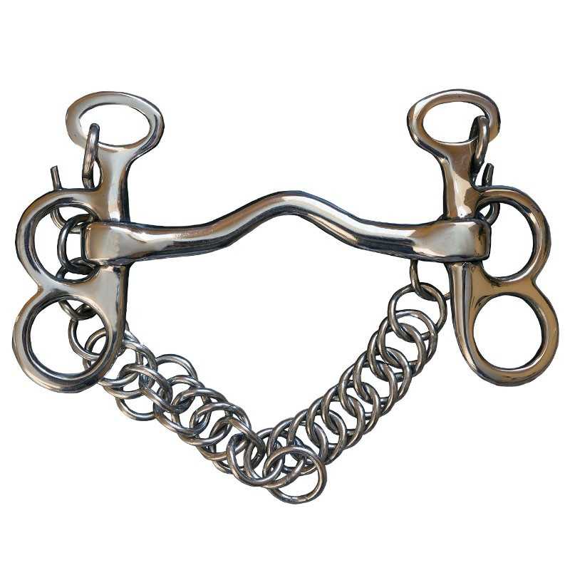 Freio de metal para cavalo com corrente e argolas
