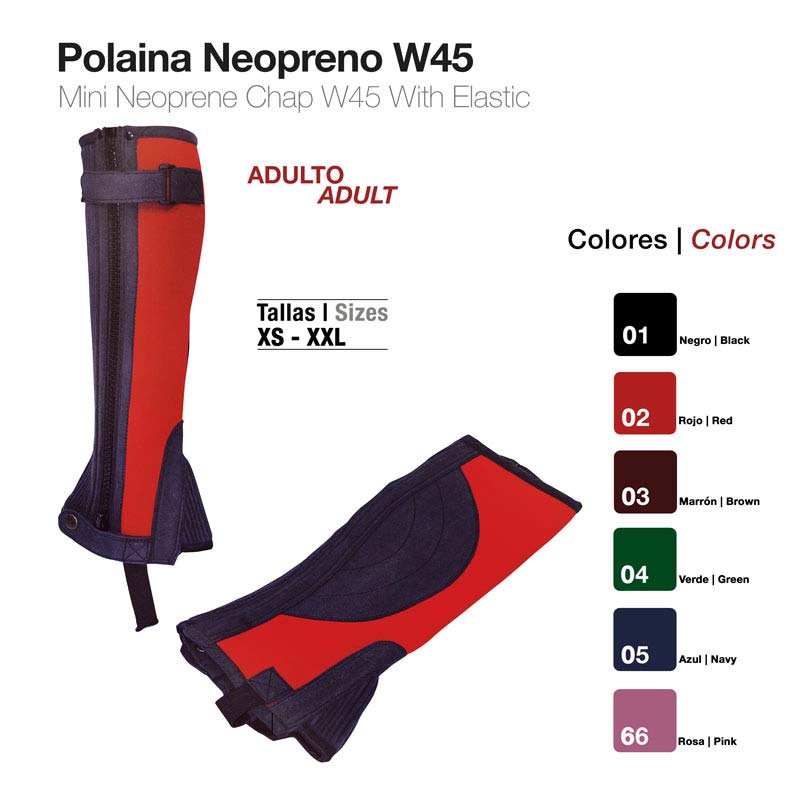 Polaina de neopreno W45 em várias cores para adulto