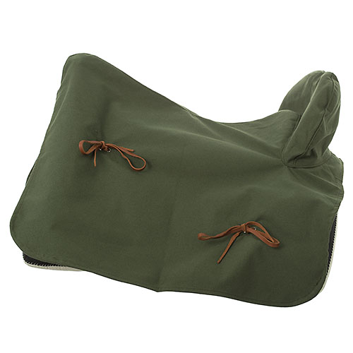Capa de cavalo verde oliva com cordões castanhos