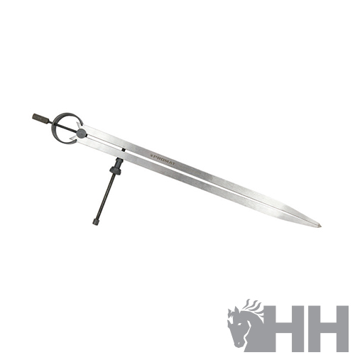 Compasso metálico prateado com haste pontiaguda