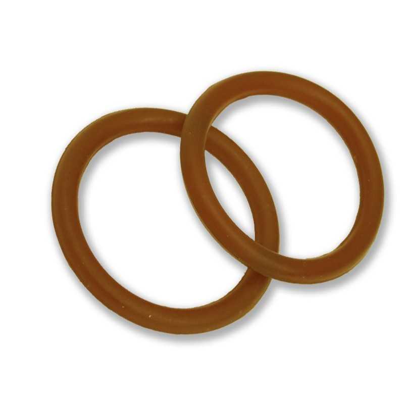 Dois anéis de borracha castanha em fundo branco