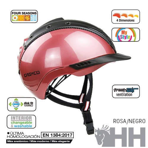 Capacete de ciclismo rosa e negro CASCO com ventilação e sistema ajustável.