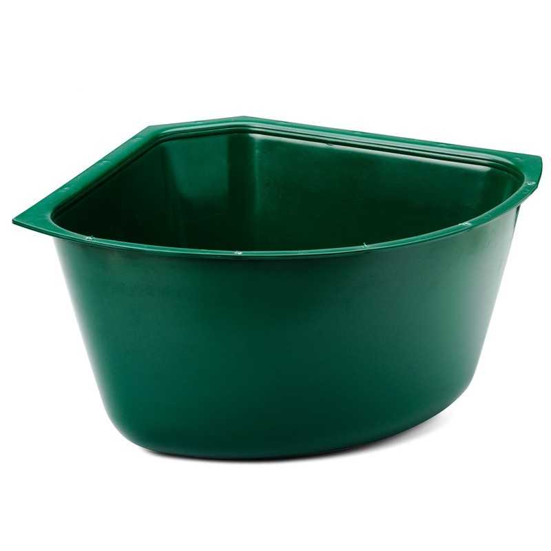 Cuba de plástico verde escuro em fundo branco